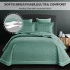 3 Piece Queen Size Quilt Set (96x98 Inch), with Pillow Sham, 100% Cotton Luxury Quilt Cover, Lightweight Reversible Bedspread/Coverlet/Bed Cover for All Season,Sage Green,Queen view 3