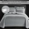3 Piece Queen Size Quilt Set (96x98 Inch), with Pillow Sham, 100% Cotton Luxury Quilt Cover, Lightweight Reversible Bedspread/Coverlet/Bed Cover for All Season,Grey,Queen view 3