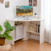 Augester Modern Corner Desk, 90 Degree Triangle Computer Table with Shelves, Cable Hole, Space Saving Corner Writing Desk for Bedroom, Living Room, Workstation (White) view 2