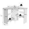 Augester Modern Corner Desk, 90 Degree Triangle Computer Table with Shelves, Cable Hole, Space Saving Corner Writing Desk for Bedroom, Living Room, Workstation (White) view 3