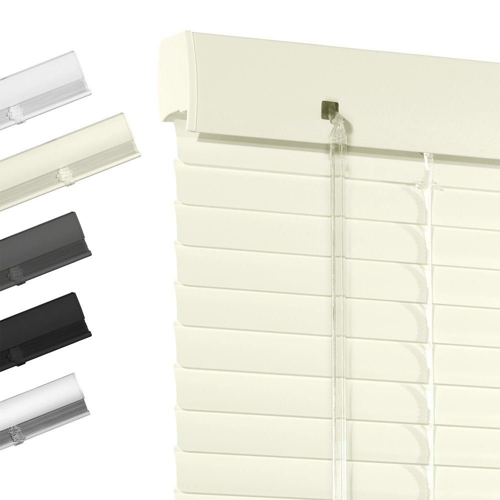 Boolegon Cordless Aluminum Blinds 1 Inch Light Filtering Horizontal Blinds Anti-UV Waterproof Metal Mini Blind for Office Home, Beige, 40" W x 56" H