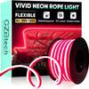 GZBtech Flexible LED Neon Rope Lights 33FT,AC 110-120V Waterproof Strip Light, 120 LEDs/M Cuttable Connectable Neon Lighting for Indoor Outdoor Home Decor/Commercial Building Use-Red 10M, ETL Listed view 1