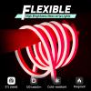 GZBtech Flexible LED Neon Rope Lights 33FT,AC 110-120V Waterproof Strip Light, 120 LEDs/M Cuttable Connectable Neon Lighting for Indoor Outdoor Home Decor/Commercial Building Use-Red 10M, ETL Listed view 3