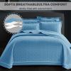 3 Piece Queen Size Quilt Set (96x98 Inch), with Pillow Sham, 100% Cotton Luxury Quilt Cover, Lightweight Reversible Bedspread/Coverlet/Bed Cover for All Season,Aqua Blue,Queen view 3