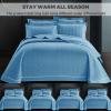 3 Piece Queen Size Quilt Set (96x98 Inch), with Pillow Sham, 100% Cotton Luxury Quilt Cover, Lightweight Reversible Bedspread/Coverlet/Bed Cover for All Season,Aqua Blue,Queen view 4