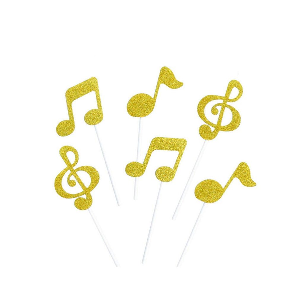 Artibetter 6pcs Music Party Favor Music Note Cake Picks Birthday Cake Decoration Homecoming Decor Glitter Cake Picks Christmas Cake Decorations Musical Notes Wedding Cute Cup Baby Desert