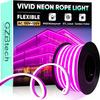 GZBtech Flexible LED Neon Rope Lights 33FT,AC 110-120V Waterproof Strip Light, 120 LEDs/M Cuttable Connectable Neon Lighting for Indoor Outdoor Home Decor/Commercial Building Use-Pink 10M, ETL Listed view 1