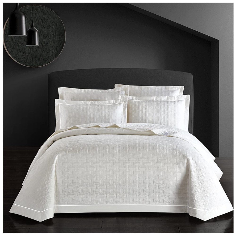 3 Piece Queen Size Quilt Set (96x98 Inch), with Pillow Sham, 100% Cotton Luxury Quilt Cover, Lightweight Reversible Bedspread/Coverlet/Bed Cover for All Season,White,Queen