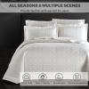 3 Piece Queen Size Quilt Set (96x98 Inch), with Pillow Sham, 100% Cotton Luxury Quilt Cover, Lightweight Reversible Bedspread/Coverlet/Bed Cover for All Season,White,Queen view 2