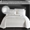 3 Piece Queen Size Quilt Set (96x98 Inch), with Pillow Sham, 100% Cotton Luxury Quilt Cover, Lightweight Reversible Bedspread/Coverlet/Bed Cover for All Season,White,Queen view 3