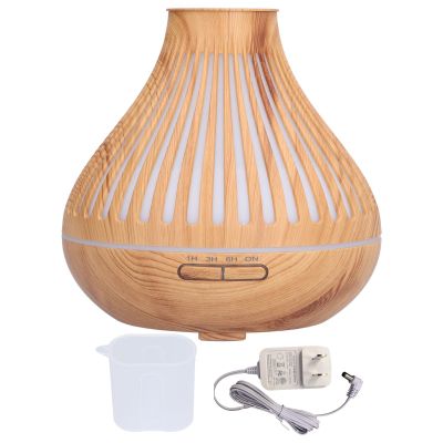 US Plug 400ml 100-240V Oil Diffuser, Auto Off 7Color Portable LED Light Wood Grain Humidifier, Silent Humidifier for Home Office