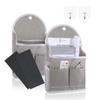 2 Pack Wall Hanging Storage Bag with Pockets, Locker Organizer Basket with Sticky Hook, Fabric Wall Organizer, Waterproof Hanging Bag for Closet Door Bedroom Bathroom Office Home Kitchen(Grey) view 1