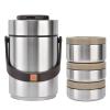Milltrip Insulated Food Jar, 2000ml 3 Layer Insulated Hot Food Containers Lunch Boxes, Wide Mouth Thermal Lunch Box Stackable Food Thermo, Stainless Steel Leakproof (Silver) view 1