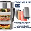 Milltrip Insulated Food Jar, 2000ml 3 Layer Insulated Hot Food Containers Lunch Boxes, Wide Mouth Thermal Lunch Box Stackable Food Thermo, Stainless Steel Leakproof (Silver) view 4