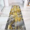 Long Carpet Runners for Hallway Modern Washable Area Rug Corridor/Kitchen/Bedroom/Doorway/Entryway/Stair Narrow Runner Rug 80x450cm Grey/Gold (Size : 2.6 ft x 3.3 ft) view 1