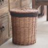 Basket woven wicker wood with lid brown for handle organizer clothes toy storage kids in room living room bathroom bedroom home bin decor style size tall 13.3 x W 10.6 x D 9.8 inch view 2