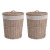 Basket woven wicker wood with lid brown for handle organizer clothes toy storage kids in room living room bathroom bedroom home bin decor style size tall 13.3 x W 10.6 x D 9.8 inch view 4