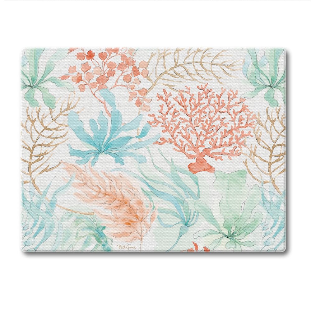 CounterArt Coastal Seaside 3mm Tempered Glass Cutting Board 10 x 8 Manufactured in the USA Cheese Board Bar Board