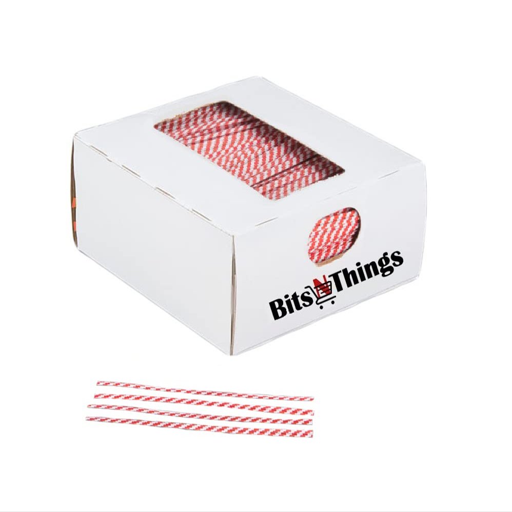 Red & White Twist Ties | Bulk Pack with Dispenser Box | 4" Reusable Paper Coated Wire Ties | by Bits N Things | 2000 Count