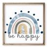 Be Happy Water Color Rainbow Nursery Wall Sign Decor Kid's Room With Frame 20x20 view 1