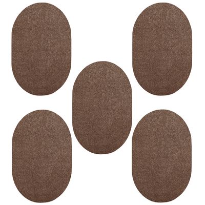 Furnish my Place Modern Plush Solid Brown Color Rug - Pets and Kids Friendly Rug, Indoor/Outdoor Mat, Area Rugs Great for Kids, Pets, Event, Wedding, Living Room, Made in USA, 2' x 3' Oval - Set of 5
