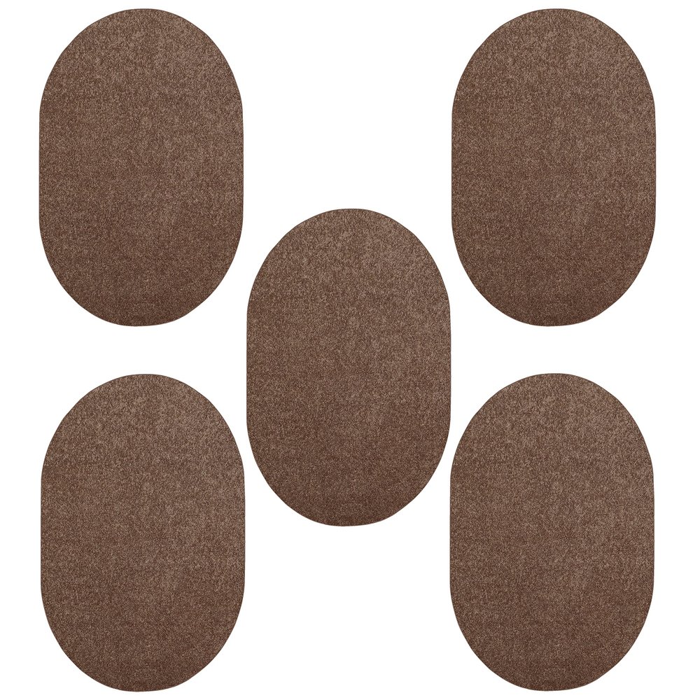Furnish my Place Modern Plush Solid Brown Color Rug - Pets and Kids Friendly Rug, Indoor/Outdoor Mat, Area Rugs Great for Kids, Pets, Event, Wedding, Living Room, Made in USA, 2' x 3' Oval - Set of 5