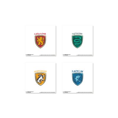 Trends International Gallery Pops Harry Potter - Nameplate Crests Wall Art Bundle (4-Pack) Wall Poster, 12" x 12", Unframed Version