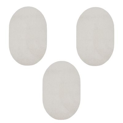 Furnish my Place Modern Plush Solid Off White Color Rug - Pets and Kids Friendly Rug, Indoor/Outdoor Mat, Area Rugs Great for Kids, Pets, Event, Living Room, Made in USA, 2' x 4' Oval - Set of 3
