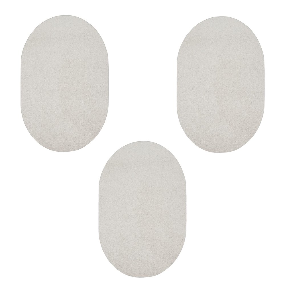Furnish my Place Modern Plush Solid Off White Color Rug - Pets and Kids Friendly Rug, Indoor/Outdoor Mat, Area Rugs Great for Kids, Pets, Event, Living Room, Made in USA, 2' x 4' Oval - Set of 3