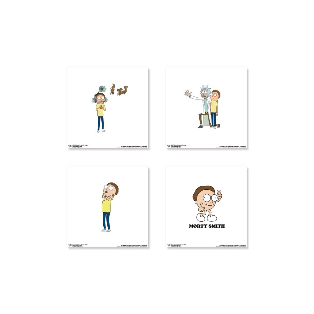 Trends International Gallery Pops Cartoon Network Rick and Morty - Morty Wall Art Bundle (4-Pack) Wall Poster, 12" x 12", Unframed Version