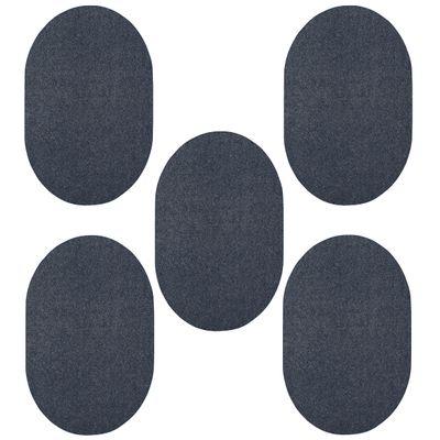 Furnish my Place Modern Plush Solid Petrol Blue Color Rug - Pets and Kids Friendly Rug, Indoor/Outdoor Mat, Area Rugs Great for Kids, Pets, Event, Living Room, Made in USA, 2' x 3' Oval - Set of 5