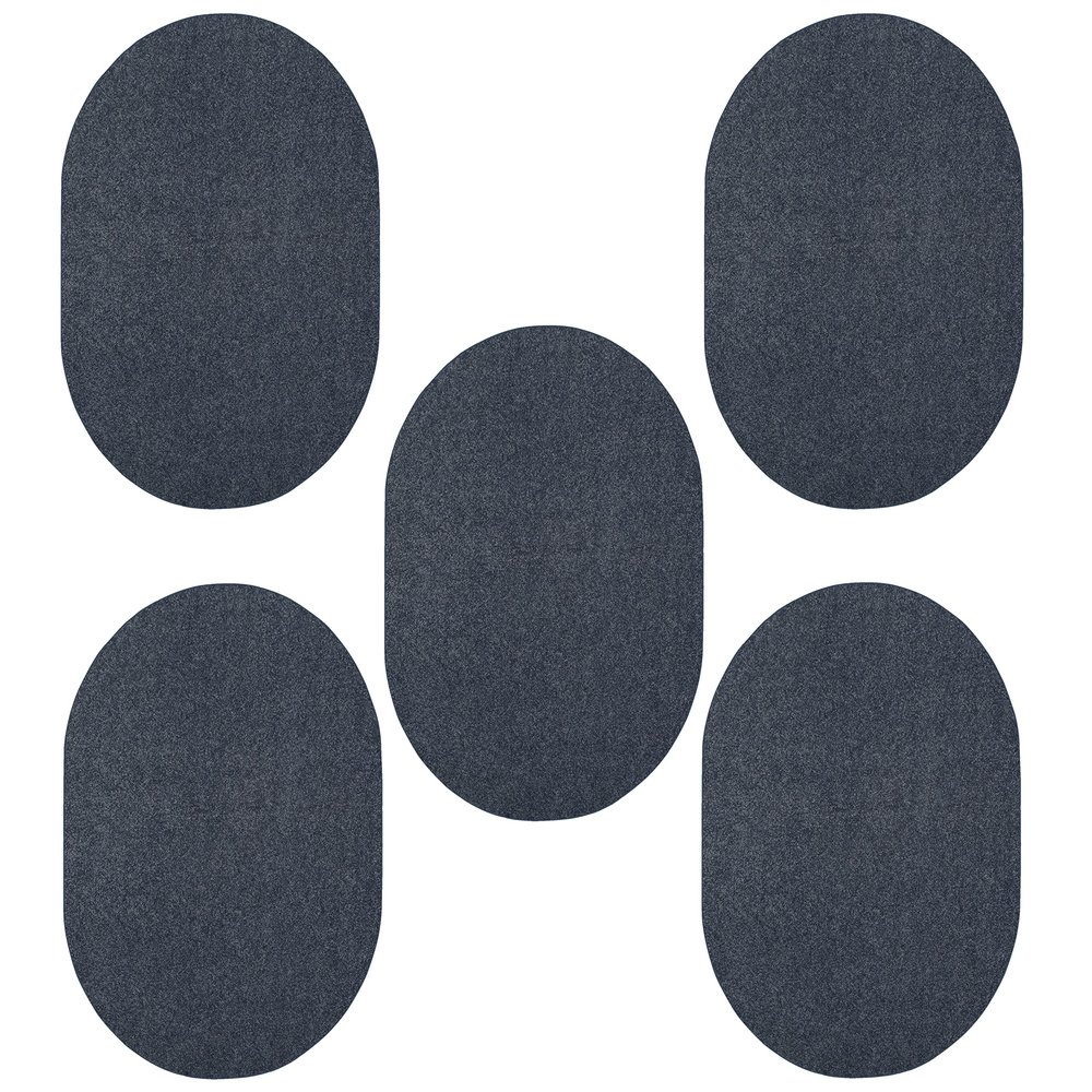 Furnish my Place Modern Plush Solid Petrol Blue Color Rug - Pets and Kids Friendly Rug, Indoor/Outdoor Mat, Area Rugs Great for Kids, Pets, Event, Living Room, Made in USA, 2' x 3' Oval - Set of 5