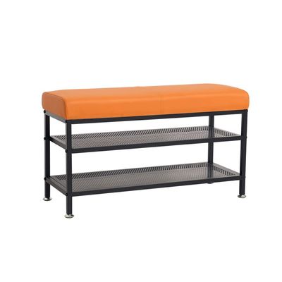 TOMYEUS Shoe Rack Shoe Bench Rack with Cushion Padded Seat Storage Shelf Bench, 2 Tier Shoe Organiser for Entryway Hallway Living Room Bedroom (Orange) Shoe Organizer Shelf for Entryway (Color : B)