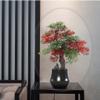 Artificial Bonsai Tree Creative Artificial Bonsai Tree with Ceramic Flower Pots Red and Green Leaves Fake Plant Decor for Office and Home Living Room Fake Plants view 4