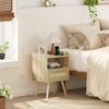 SUPERJARE Nightstand with Charging Station & Rattan-Like Decor Drawer, Rattan End Table with Solid Wood Feet, Bed Side Table with Open Storage, for Bedroom, Living Room, Dormitory - Natural view 2