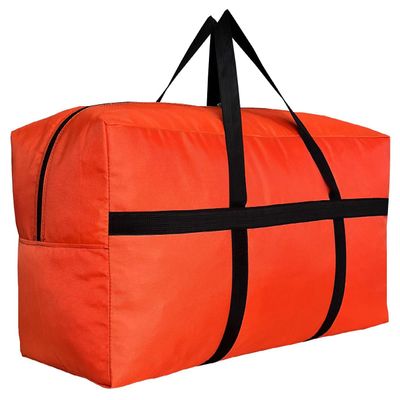 DoYiKe Extra Large Storage Duffle Bag with Zippers and Handles, Heavy Duty Orange Big Foldable Bag for Travel-56x27x15Inch