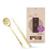 BALWOO [Made in Korea] Crane Painting Design Korean Table Sticky Rice Spoon and Chopsticks 304 Stainless Steel Gold Titanium Plated Mukbang Cutlery view 1