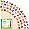 100pcs 5" Halloween Cocktail Picks Ghost Pumpkin Spider Boo Bat Theme Decor Toothpicks Skewers Sticks Sandwich Appetizer Charcuterie Board Accessories Food Garnish, Halloween Themed Party Decorations view 1