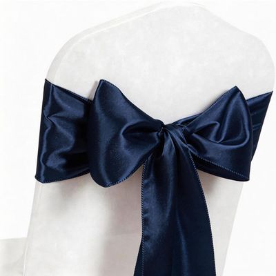 MAGTOWNE Navy Blue Chair Sashes 50 Pack Universal Satin Ribbon Knots Navy Blue Chair Bows for Party Wedding Reception Ceremony Baby Shower Banquet Decor