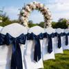 MAGTOWNE Navy Blue Chair Sashes 50 Pack Universal Satin Ribbon Knots Navy Blue Chair Bows for Party Wedding Reception Ceremony Baby Shower Banquet Decor view 2