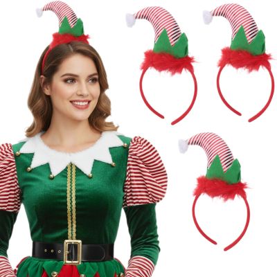 FOMIYES Christmas Elf headband, Elves Hat Hairband Costume Headwear Elf Hair Hoop for Christmas Party Decoration Accessoriess 3pcs