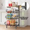 COVAODQ Fruit Basket 4 Tier Adjustable Fruit Vegetable Basket Cart Metal Wire Storage Cart Rolling Pantry Utility Kitchen Cart view 3