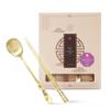 BALWOO [2 Sets] [Made in Korea] Crane Painting Design Korean Table Sticky Rice Spoon and Chopsticks 304 Stainless Steel Gold Titanium Plated Mukbang Cutlery view 1