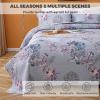 3 Piece Reversible Quilt Set Gray Branch King Size 86x94 Soft 100% Cotton Lightweight Coverlet Bedspread Summer Comforter Set Bed Cover for All Season view 2
