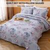 3 Piece Reversible Quilt Set Gray Branch King Size 86x94 Soft 100% Cotton Lightweight Coverlet Bedspread Summer Comforter Set Bed Cover for All Season view 3