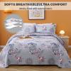 3 Piece Reversible Quilt Set Gray Branch King Size 86x94 Soft 100% Cotton Lightweight Coverlet Bedspread Summer Comforter Set Bed Cover for All Season view 4
