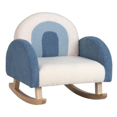 Costzon Kids Sofa, Toddler Rocking Chair w/Solid Wood Frames, Plush Fabric, Anti-Tip Design for Kids Room, Nursery, Playroom, Preschool, Birthday Gift for Boys Girls, Toddler Furniture Armchair, Blue