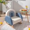 Costzon Kids Sofa, Toddler Rocking Chair w/Solid Wood Frames, Plush Fabric, Anti-Tip Design for Kids Room, Nursery, Playroom, Preschool, Birthday Gift for Boys Girls, Toddler Furniture Armchair, Blue view 4