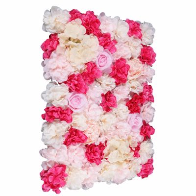 4 Pcs Artificial Flowers Wall Romantic Rose Flower Wall Panel for Background Decoration Hanging Roses Panel Wedding Venue Main Road Decor Silk Flower Panels for Photo Backdrop Decor
