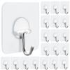 FOTYRIG Clear Adhesive Hooks 180 Rotatable Transparent Sticky Hooks, Heavy Duty 15lbs Waterproof No Drill Wall Hooks for Bathroom Kitchen Hanging Towels Keys-20 Packs view 1